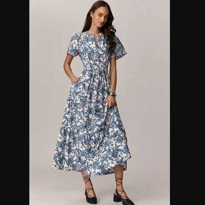 New L By Anthropologie The Somerset maxi dress in Ivory Blue floral